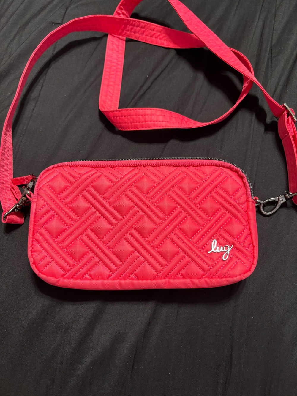 lug Quilted Crossbody Bag in hot pink